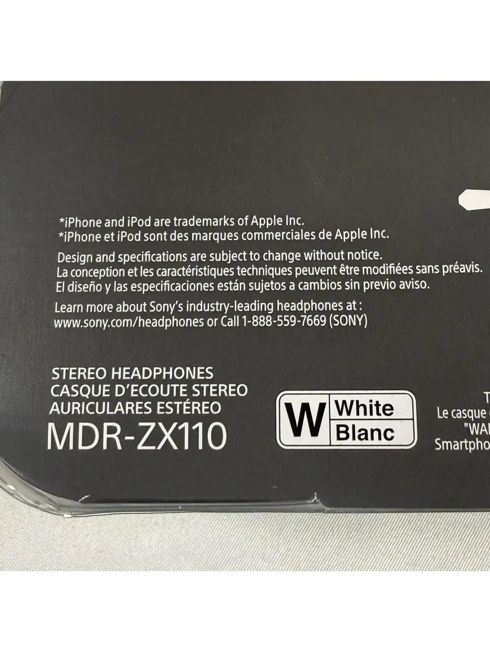 Sony MDR-ZX110 Stereo Headphones White New Sealed ZX Series Wired On-Ear